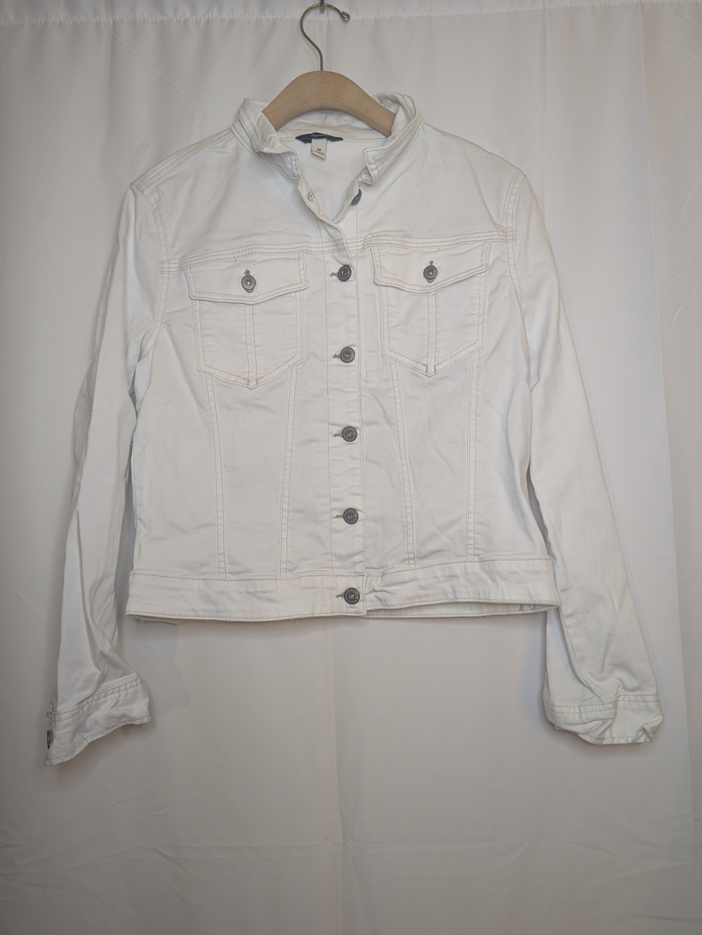 🔴5/$25 White Denim Jacket - Women's Button-Up Jean Jacket